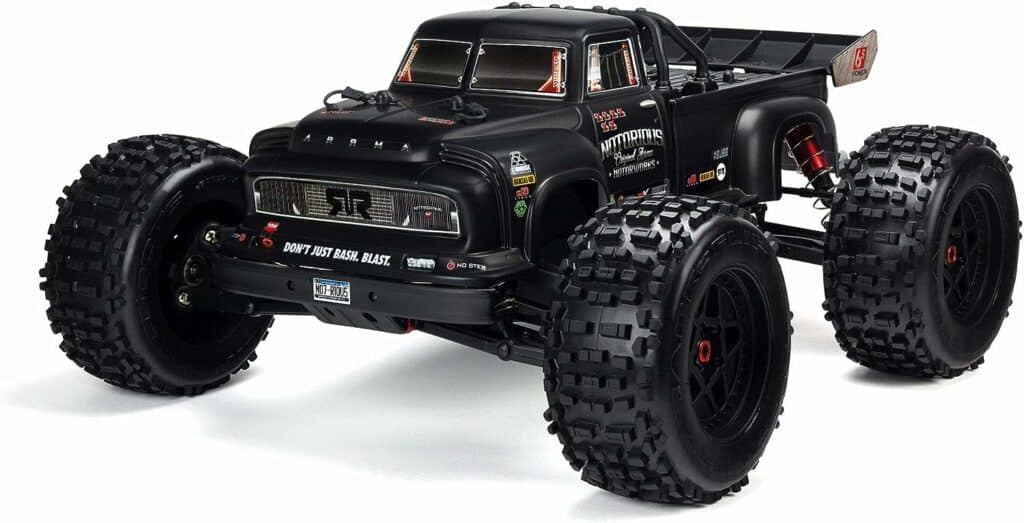 ARRMA 1/8 Notorious 6S V5 4WD BLX Stunt RC Truck with Spektrum Firma RTR (Transmitter and Receiver Included, Batteries and Charger Required), Black, ARA8611V5T1