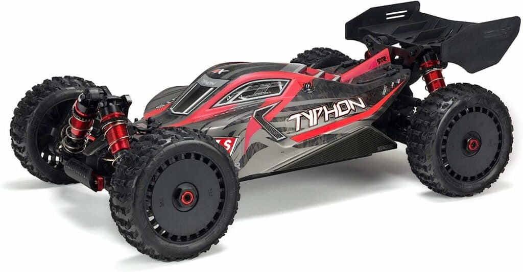 ARRMA RC Car 1/8 Typhon 6S V5 4WD BLX Buggy with Spektrum Firma RTR (Ready-to-Run), Black and Red, ARA8606V5