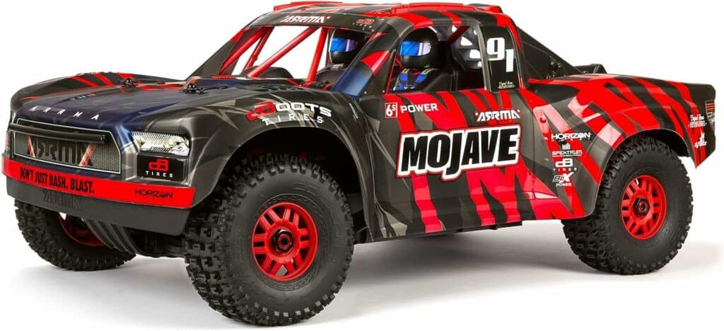 ARRMA RC Truck 1/7 Mojave 6S V2 4WD BLX Desert Truck with Spektrum Firma (Ready-to-Run), Red/Black, ARA7604V2T2